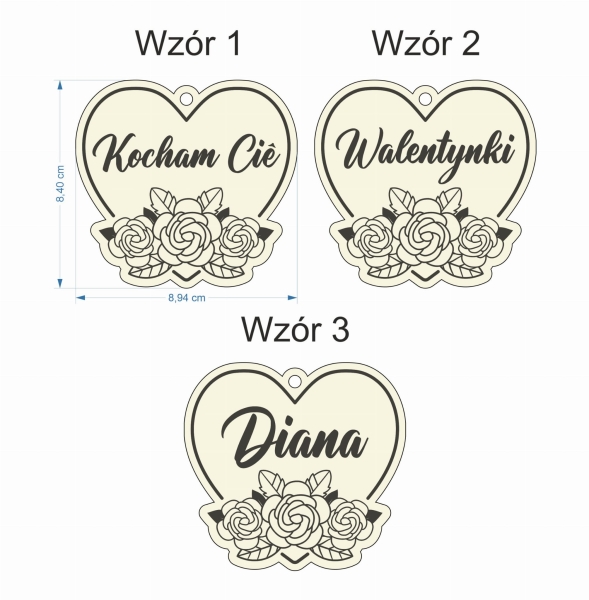 Zawieszka SERCE personalizowane projekt 1 MegaPrezencik.pl