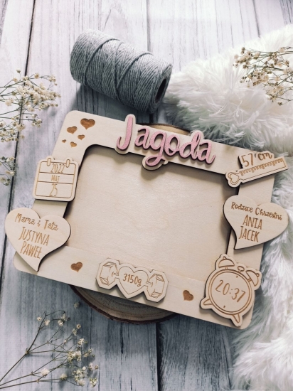 METRYCZKA ramka na zdjęcie personalizowana sklejka