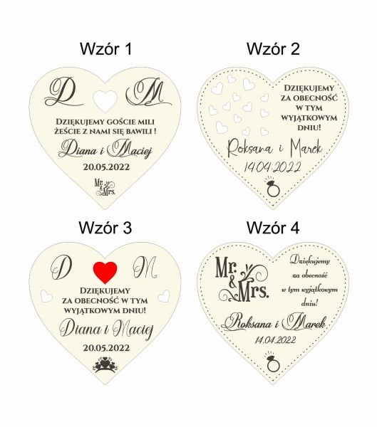 Podziękowania na ślub serca projekt MegaPrezencik.pl