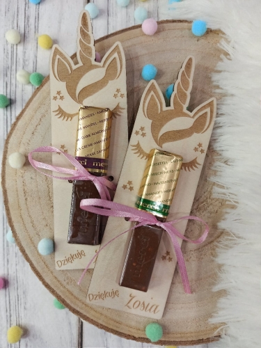 Podziękowanie dla gości JEDNOROŻEC ze sklejki-zestaw 10szt.