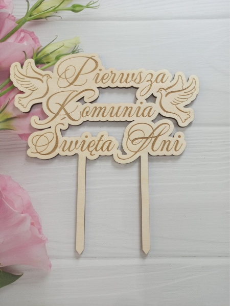 Topper na Pierwszą Komunię Świętą z imieniem ze sklejki 1 MegaPrezencik.pl