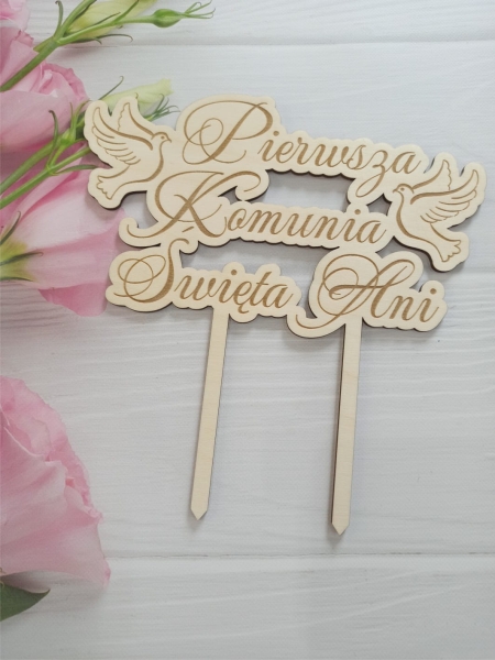 Topper na Pierwszą Komunię Świętą z imieniem ze sklejki 2 MegaPrezencik.pl