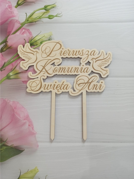 Topper na Pierwszą Komunię Świętą z imieniem ze sklejki 3 MegaPrezencik.pl
