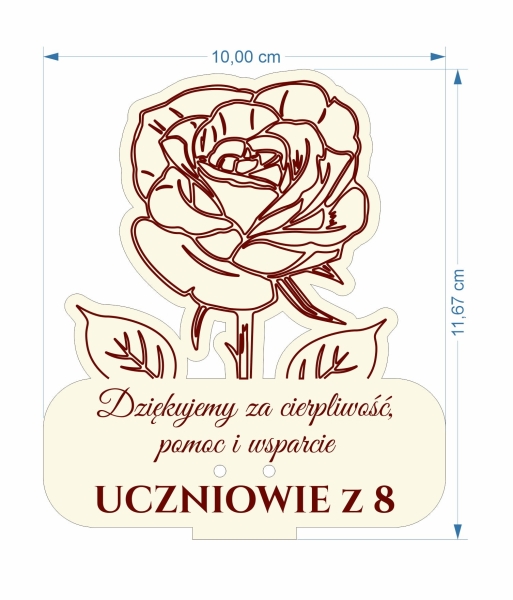 Róża stojąca ze sklejki podziękowanie dla nauczyciela projekt MegaPrezencik.pl