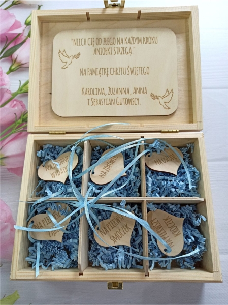 Pamiątka na Chrzest Święty Drewniana skrzynka wspomnień 4 MegaPrezencik.pl