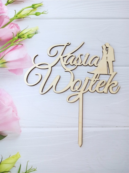 Topper na tort Weselny. Prezonalizowany z motywem Pary Młodej