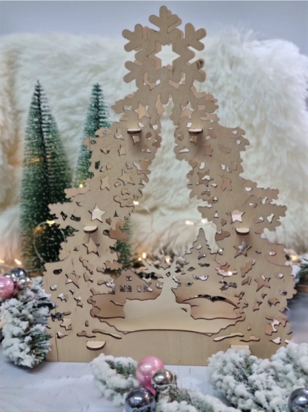 Ażurowa choinka świąteczna 3D ze sklejki. Dekoracja stołu wigilijnego MegaPrezencik