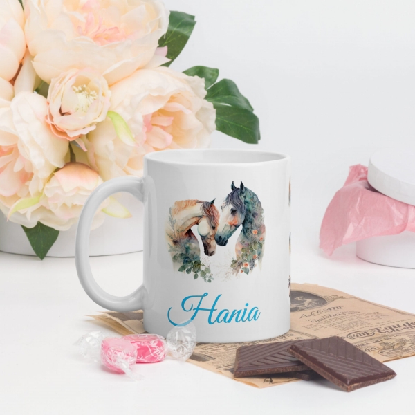 Kubek z motywem Konia i własnym imieniem MegaPrezencik