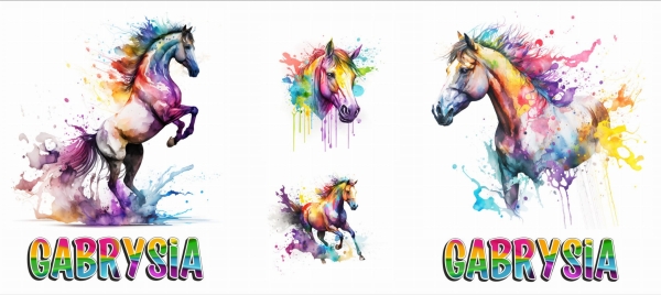 Kubek z motywem Koni akwarela i własnym imieniem MegaPrezencik