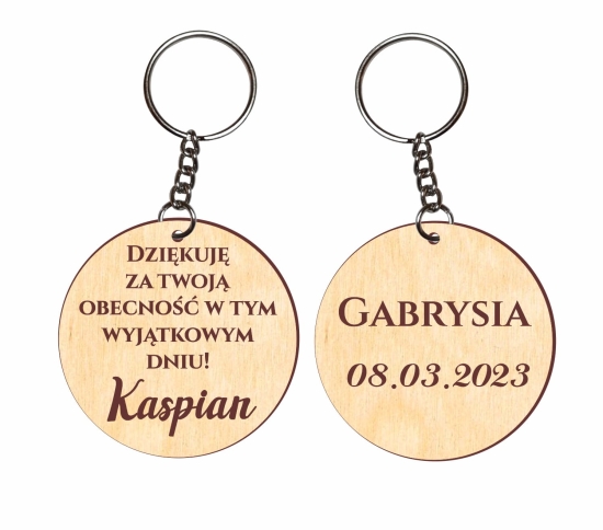 Brelok podziekowanie urodzinowe dla gości ze sklejki