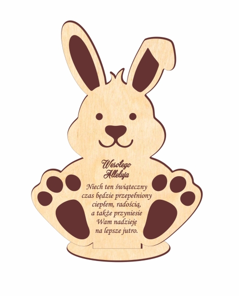 Wielkanocna statuetka Stojącego Zajączka ze sklejki MegaPrezencik