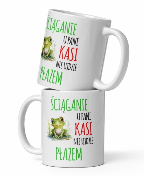 Personalizowany Kubek na Dzień Nauczyciela grafiką słodkiej żabki Megaprezencik
