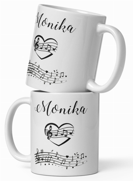 Kubek ceramiczny na prezent urodzinowy z motywem nut + IMIĘ MegaPrezencik