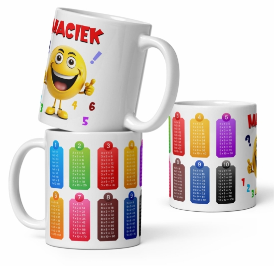 Kubek z nadrukiem tabliczka mnożenia. Kubek z imieniem dla ucznia