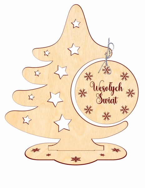 Personalizowana dekoracja świąteczna Stojąca choinka oraz bombką z imieniem MegaPrezencik