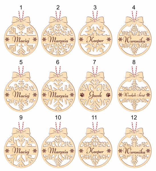 Bombki świąteczne ze śnieżynkami i miejscem na imię. Bombki personalizowane MegaPrezencik