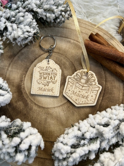 Breloki i zawieszki świąteczne do prezentów z imieniem personalizowana