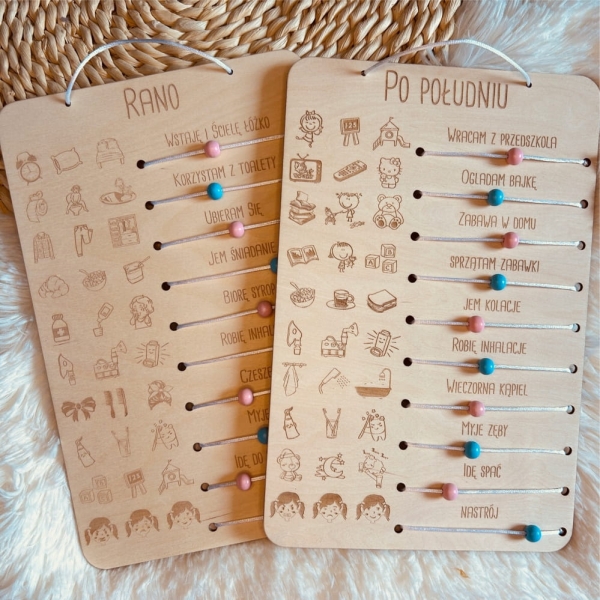 Planer dzienny dla dziecka. Planer ze sklejki Rano i Po południu Mega Prezencik