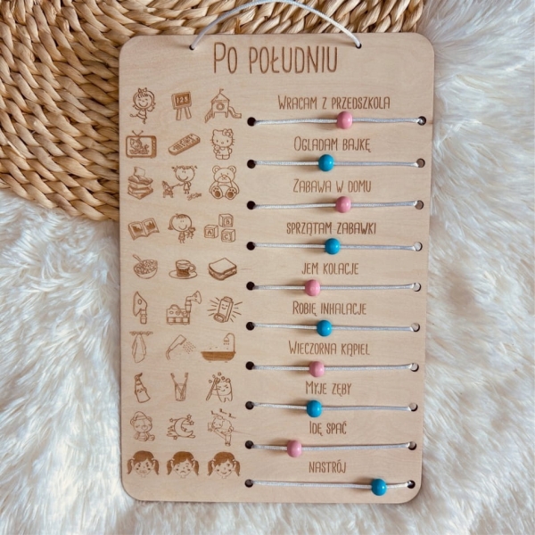 Planer dzienny dla dziecka. Planer ze sklejki Rano i Po południu Mega Prezencik
