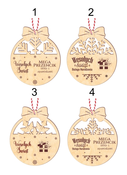 Bombka świąteczna personalizowana z własnym LOGO ze sklejki. Bombka firmowa MegaPrezencik