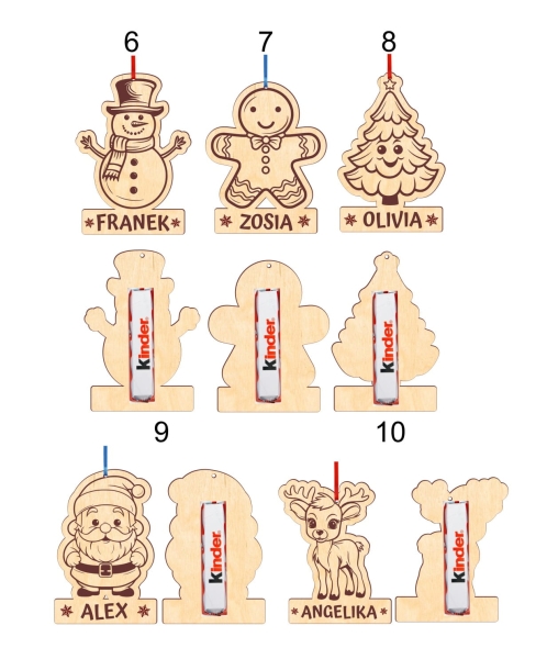 Bombki na choinkę w kształcie świątecznych postaci z miejscem na czekoladkę MegaPrezencik