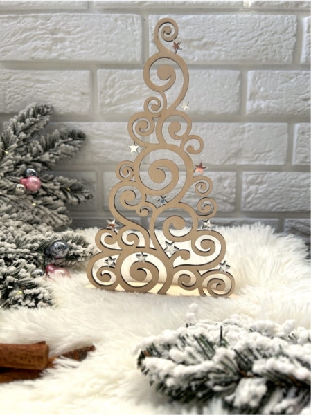 Ażurowa choinka świąteczna z ozdobami. Dekoracja stołu wigilijnego MegaPrezencik