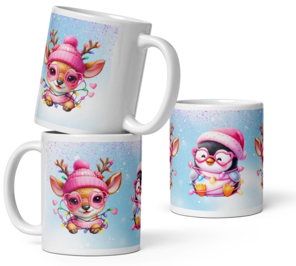 Kubek świąteczny z grafiką bajkowych i słodkich postaci - idealny dla dzieci MegaPrezencik