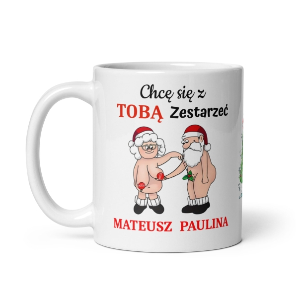 Personalizowany Śmieszny kubek z napisem Chcę się z Tobą zestarzeć MegaPrezencik