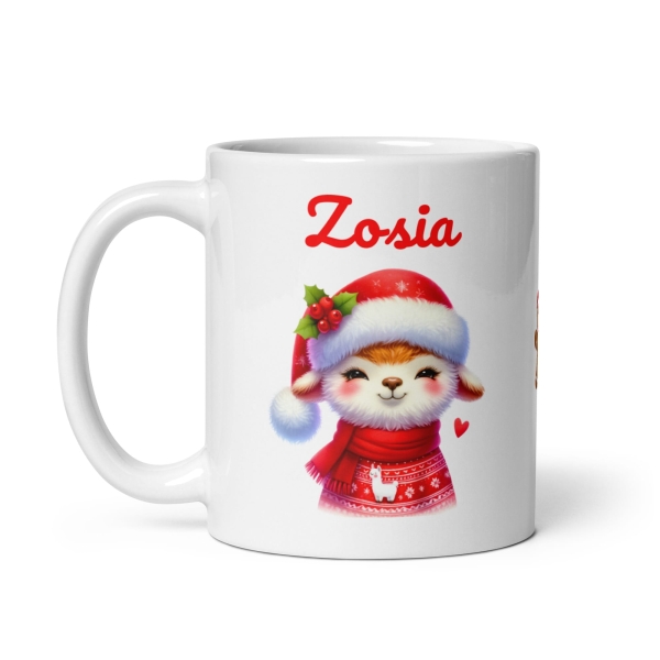 Kubek świąteczny dla dziewczynki z grafiką słodkiej lamy MegaPrezencik