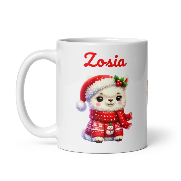 Kubek świąteczny dla dziewczynki z grafiką słodkiej lamy MegaPrezencik