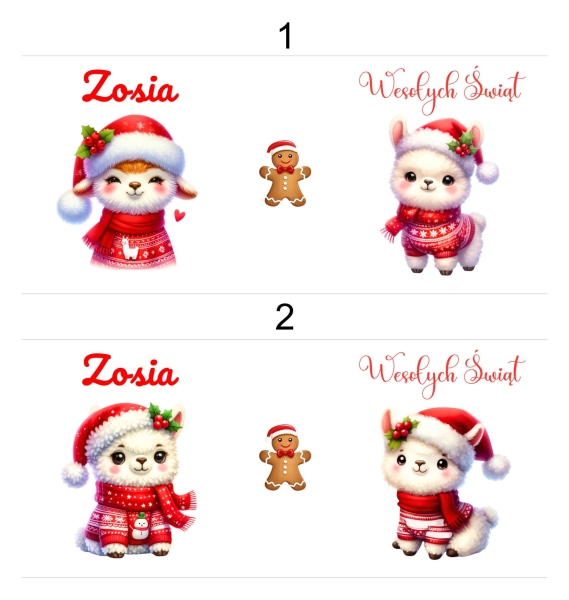 Kubek świąteczny dla dziewczynki z grafiką słodkiej lamy MegaPrezencik