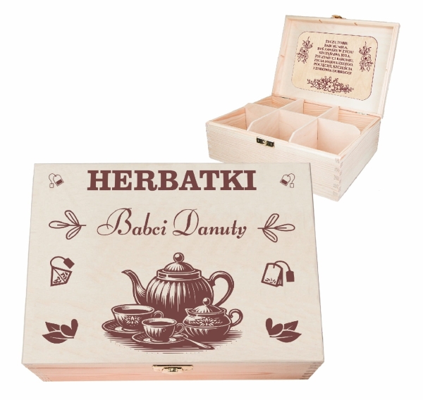 Personalizowane pudełko Herbaciarka prezent na Dzień Babci i Dziadka Mega Prezencik