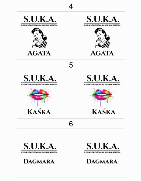 Śmieszny kubek z napisem SUKA Słodka, utalentowana, kochana i Ambitna Mega Prezencik