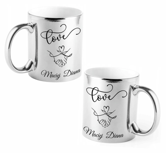 Srebrny Kubek dla Zakochanych. Prezent na walentynki. Kubek personalizowany