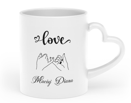 Kubek Walentynkowy dla zakochanych. Nietypowy kubek z uchem w kształcie serca