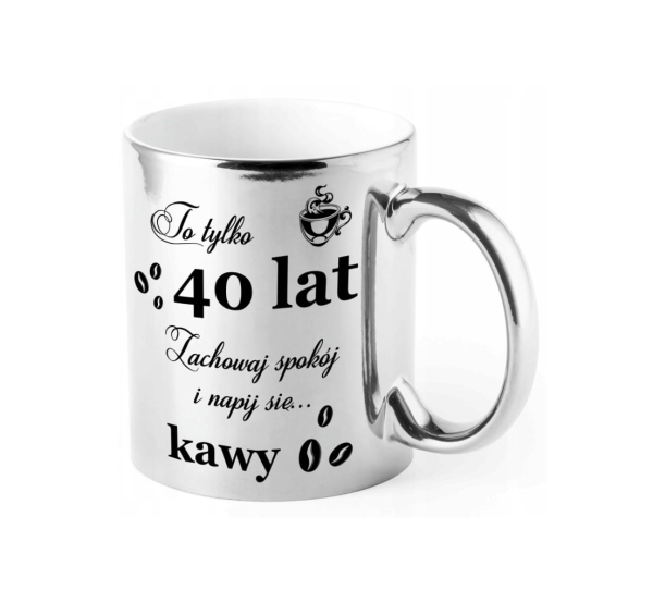 Urodzinowy Srebrny Kubek na 30, 40, 50. Personalizowany Kubek w stylu retro Mega Prezencik