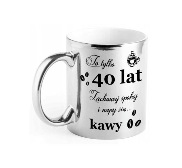 Urodzinowy Srebrny Kubek na 30, 40, 50. Personalizowany Kubek w stylu retro Mega Prezencik