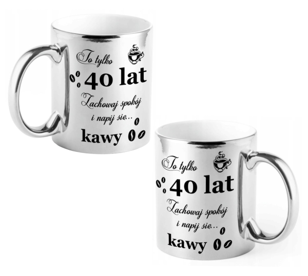 Urodzinowy Srebrny Kubek na 30, 40, 50. Personalizowany Kubek w stylu retro Mega Prezencik