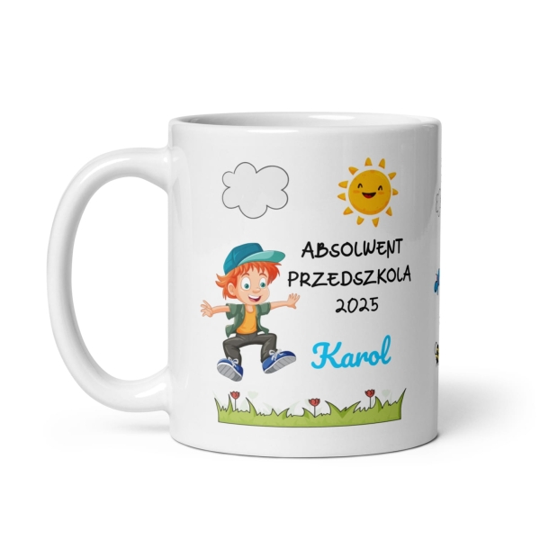 Kubek z imieniem Pasowanie na przedszkolaka, oraz kubek Absolwent przedszkola Megaprezencik