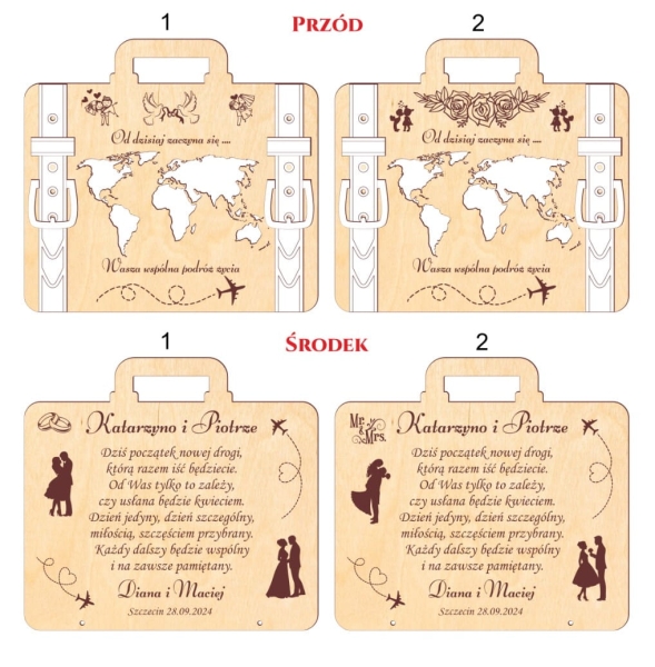 Kartka Ślubna w kształcie walizki na pieniądze. Prezent ślubny personalizowany Mega Prezencik