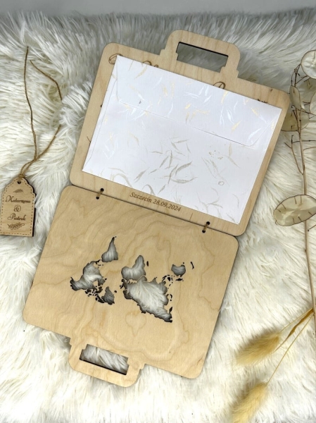 Kartka Ślubna w kształcie walizki na pieniądze. Prezent ślubny personalizowany Mega Prezencik