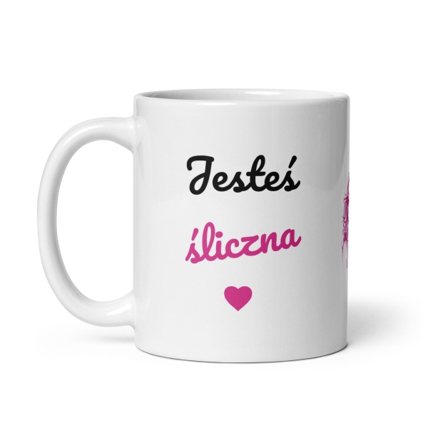 Zabawny kubek z napisem Jesteś śliczna trochę popierdolona, ale śliczna Mega Prezencik