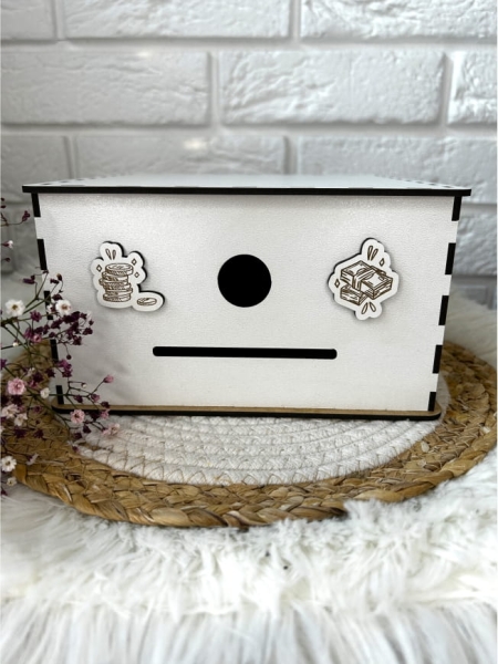 Prezent Skarbonka wykreślanka na pieniądze z białej płyty. Wyzwanie oszczędzania Mega Prezencik