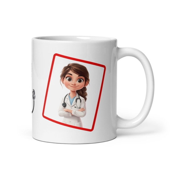 Biały kubek prezentowy dla lekarza z napisem 'Kubek Doktora' oraz grafiką uśmiechniętego lekarza Mega Prezencik