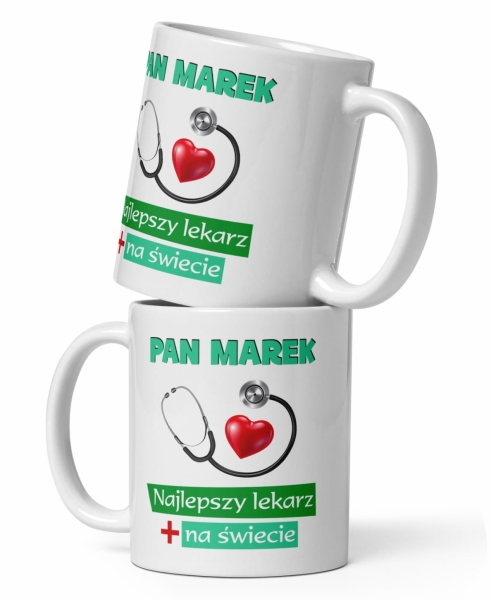 Kubek personalizowany jak prezent dla doktora z napisem Najlepszy lekarz na świecie Mega Prezencik