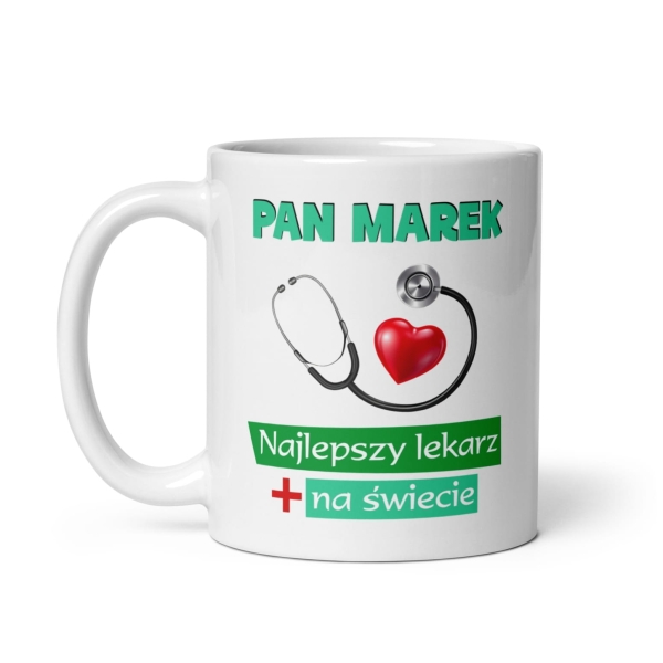 Kubek personalizowany jak prezent dla doktora z napisem Najlepszy lekarz na świecie Mega Prezencik