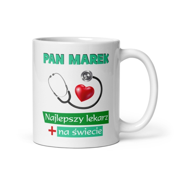 Kubek personalizowany jak prezent dla doktora z napisem Najlepszy lekarz na świecie Mega Prezencik