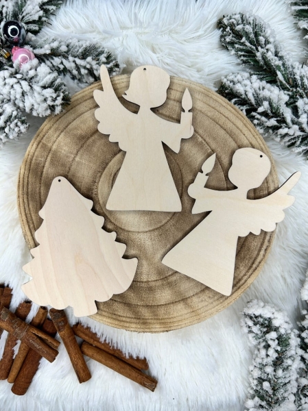 Świąteczne bombki dla dzieci do samodzielnego ozdabiania i dekorowania ze sklejki Mega Prezencik