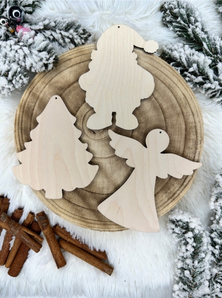 Świąteczne bombki dla dzieci do samodzielnego ozdabiania i dekorowania ze sklejki Mega Prezencik