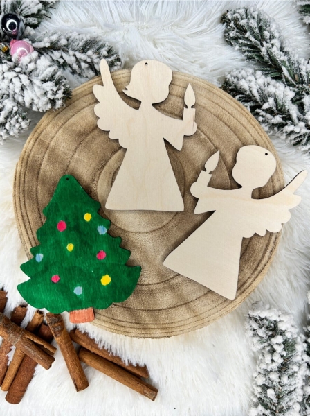 Świąteczne bombki dla dzieci do samodzielnego ozdabiania i dekorowania ze sklejki Mega Prezencik